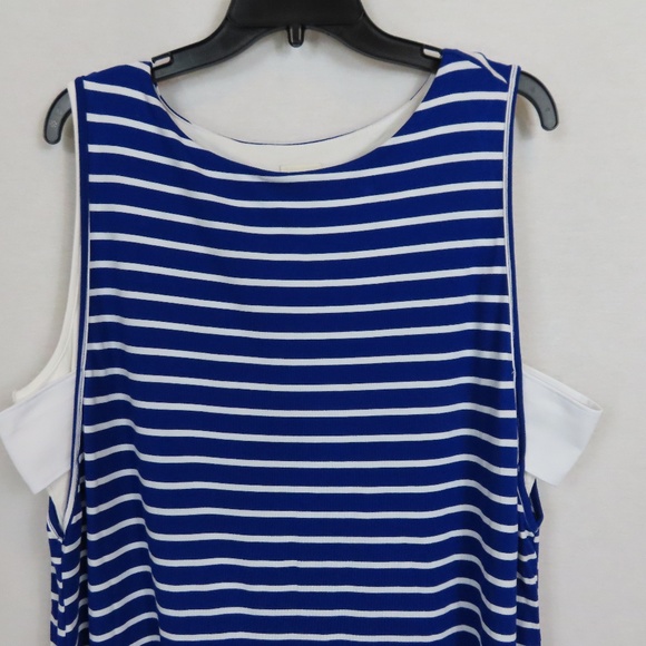 Chico's Blue and White Two Layer Striped Dress Sz 3 (sz 16) - Picture 2 of 7